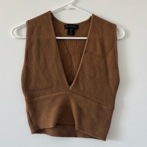 House of Harlow 1960 Brown Ribbed Crop Tank Top